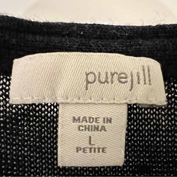 PureJill Linen-Rayon Blend Semi-Sheer Top Black LP - Picture 6 of 10